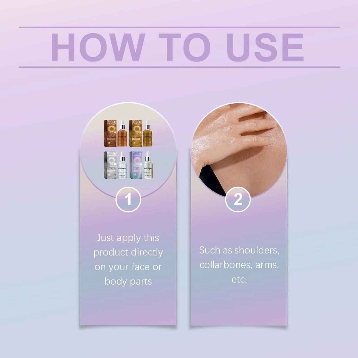 Eelhope Body Glitter Oil Natural Face Shimmer Shiny Moisturizing Waterproof Lasting Skin Brightening Liquid for Summer Party