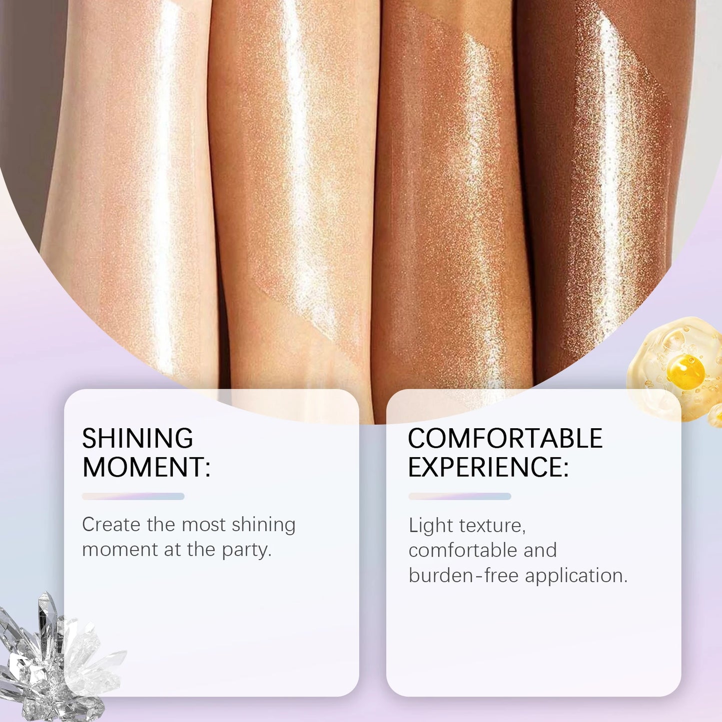 Eelhope Body Glitter Oil Natural Face Shimmer Shiny Moisturizing Waterproof Lasting Skin Brightening Liquid for Summer Party