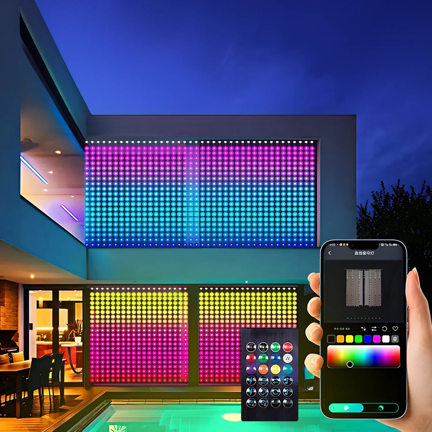 Smart Curtain Lights String App Controlled LED Window Hanging Curtain Lights 300/200 LED RGB Color Music Pattern Change Display