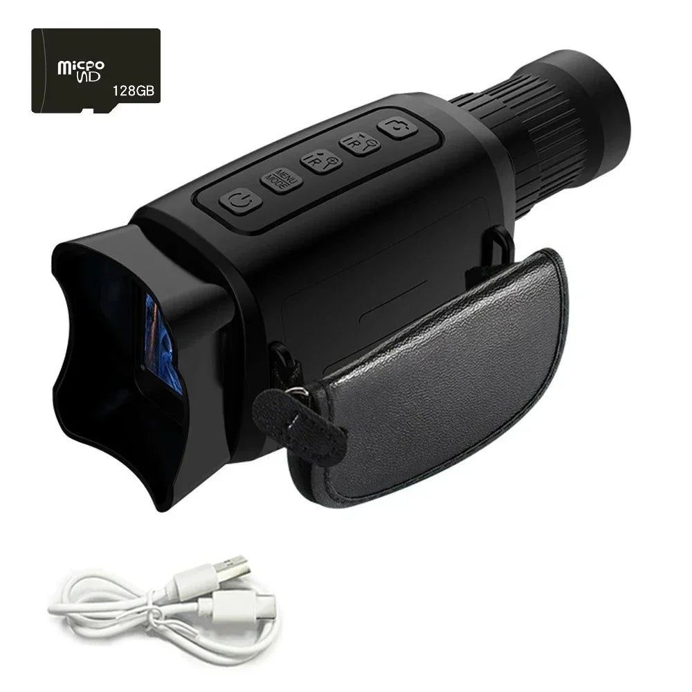 16X Zoom Night Vision Monocular with 2000mAh Rechargeable Battery Wrist Strap Handheld Infrared Scope Telescope for Hunting