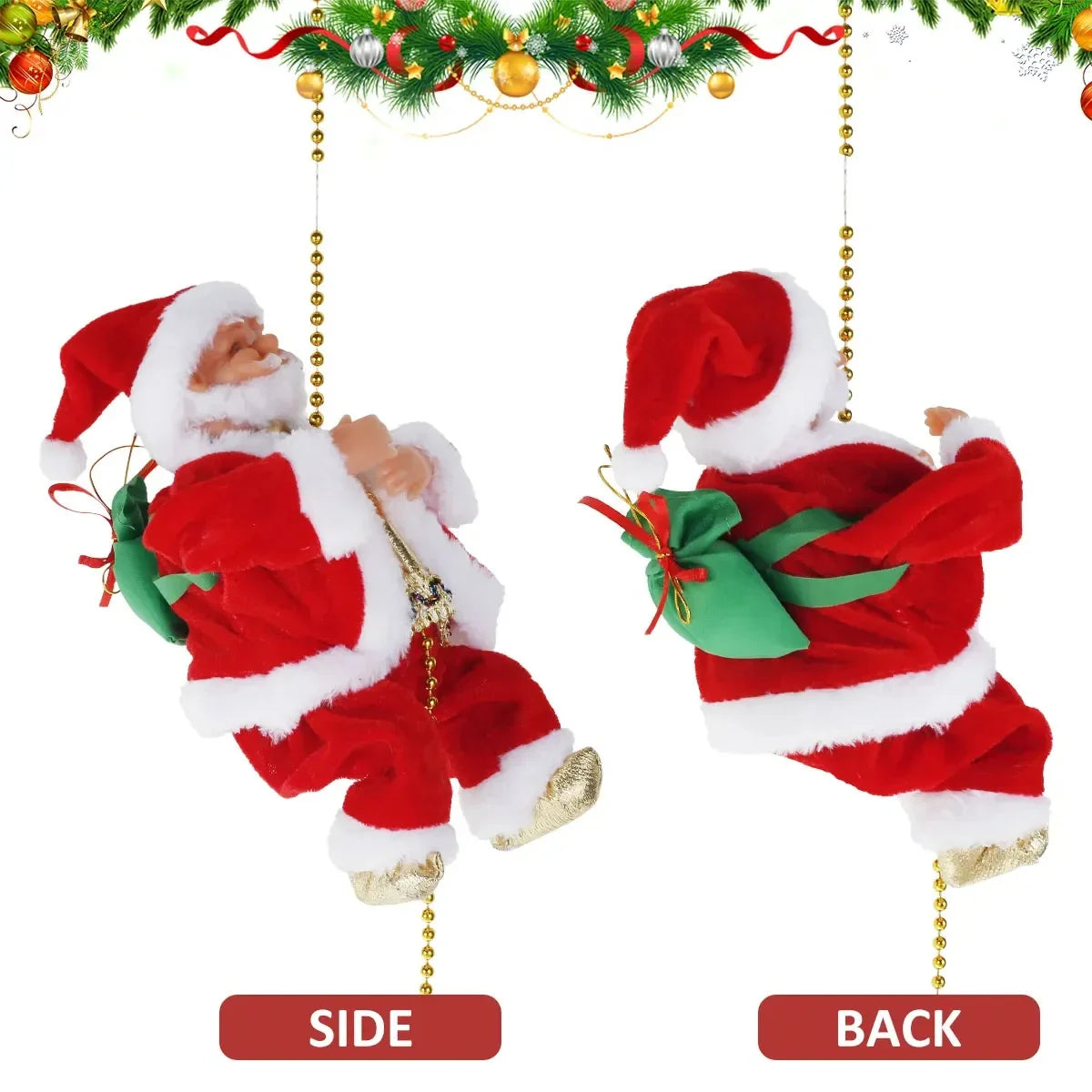 Christmas Decorations Electric Ladder Santa Climbing Beads Santa Christmas Decoration Mall Dress Up