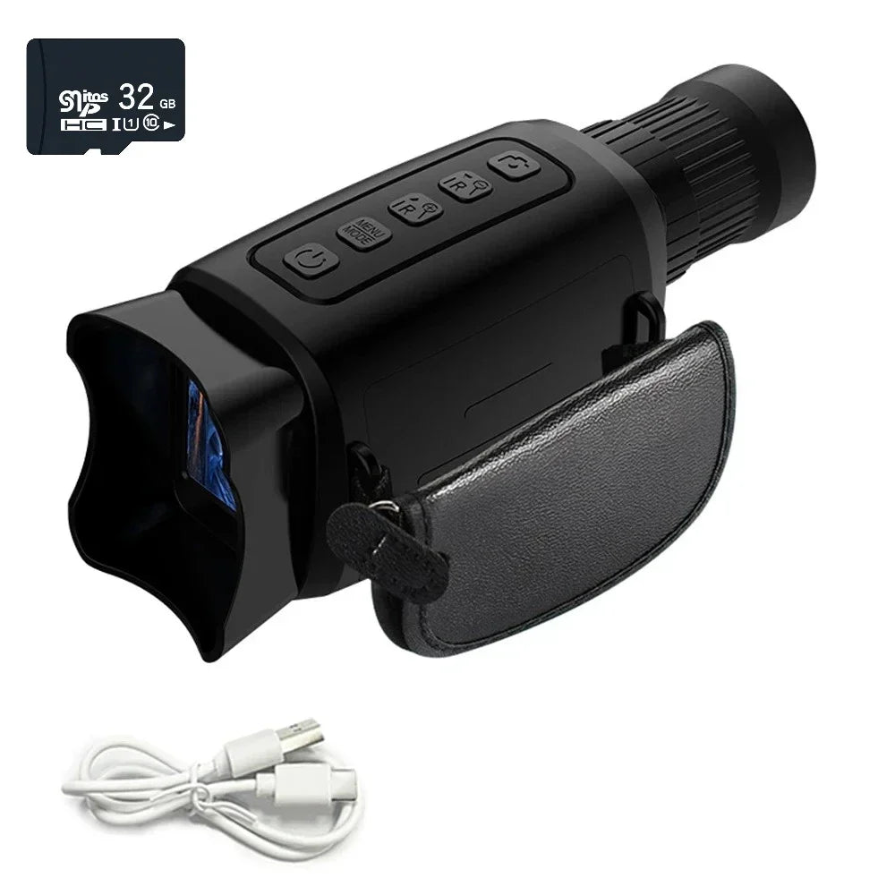 16X Zoom Night Vision Monocular with 2000mAh Rechargeable Battery Wrist Strap Handheld Infrared Scope Telescope for Hunting