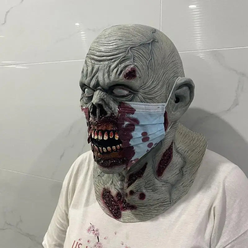 Halloween Zombie Headgear Latex Bloody Zombie Helmets Full Head Decor Terrible Party Cosplay Horror Mask Costume Accessories