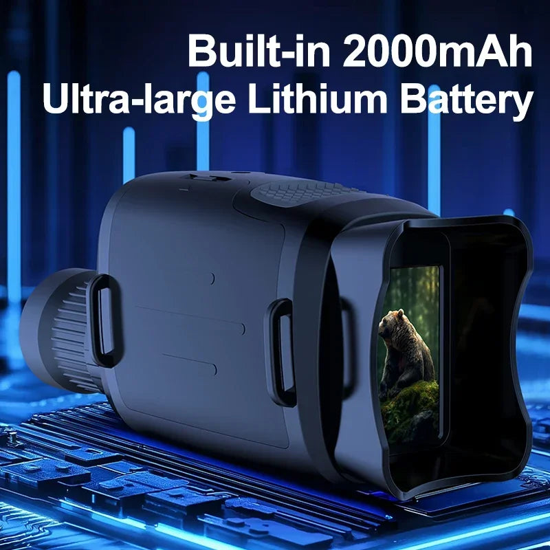 16X Zoom Night Vision Monocular with 2000mAh Rechargeable Battery Wrist Strap Handheld Infrared Scope Telescope for Hunting