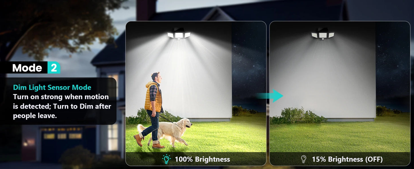 (1/2/3Pack)3 Heads Solar Outdoor Light, 210LED 2500LM Motion Sensor Security Light with Wireless Remote Control, IP65 Waterproof