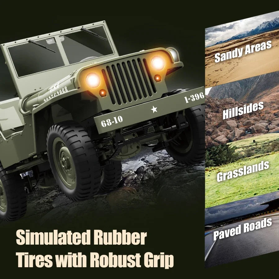 JJRC C8815 Rc Car 1:10 JEEP MB 2.4g 4wd RTR Crawler Climbing Scale Military Truck Offroad Vehicle Adult Toy Gift for Kids