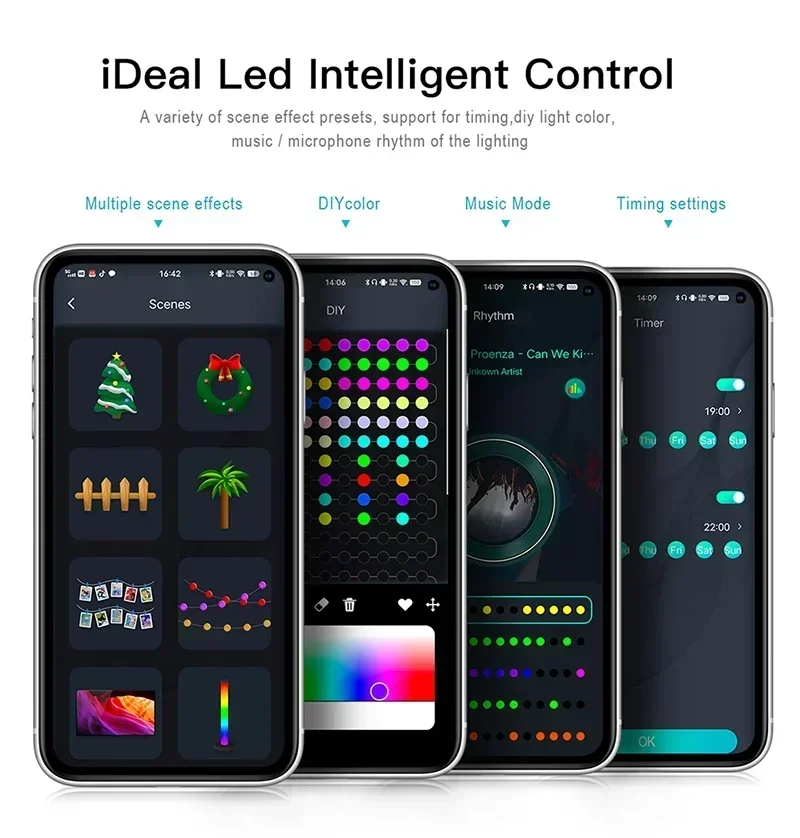 Smart Curtain Lights String App Controlled LED Window Hanging Curtain Lights 300/200 LED RGB Color Music Pattern Change Display