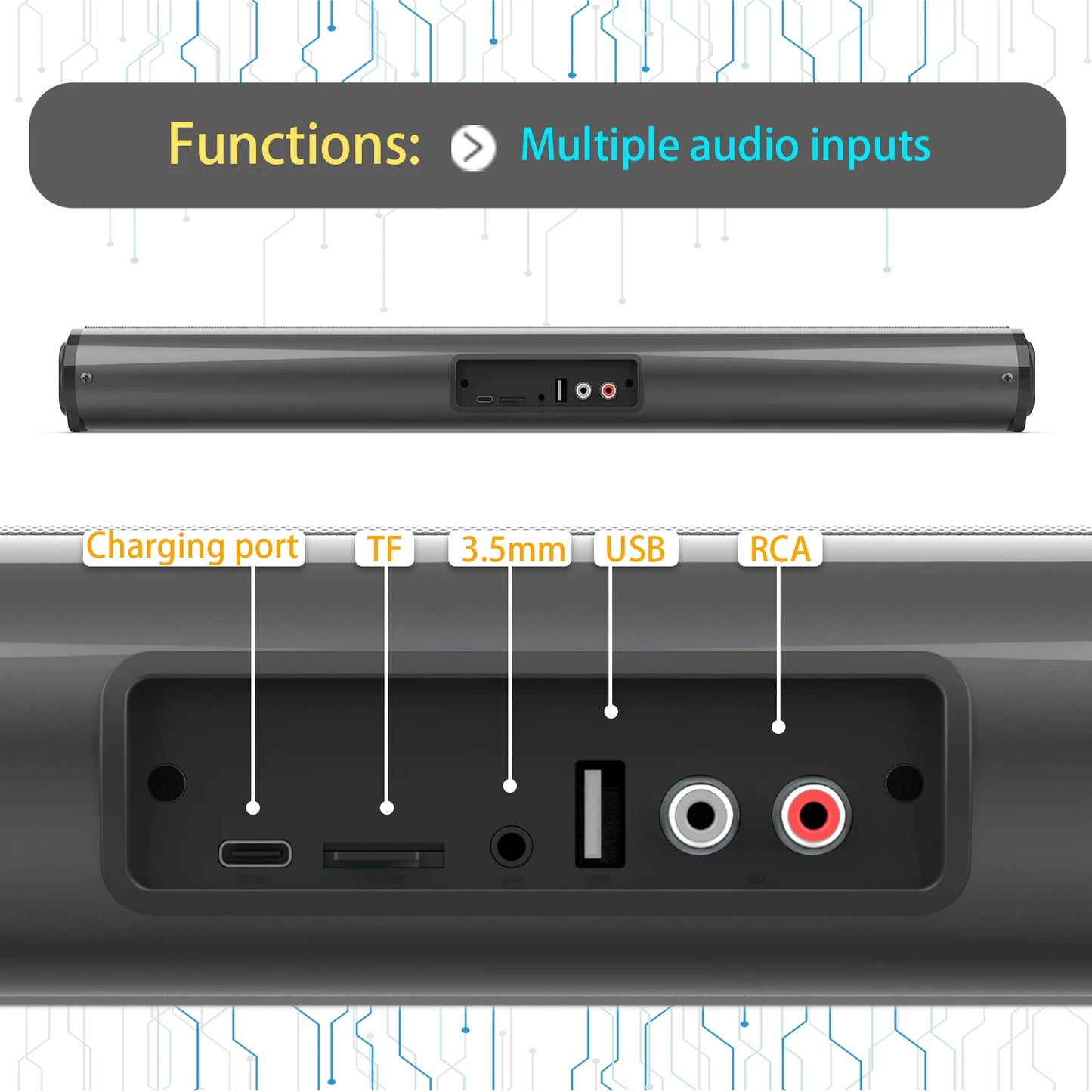 2024 Soundbar Sound Wireless Bluetooth Car Computer Speaker Stereo Tv Home Theater Sombar For 3.5mm Output PC