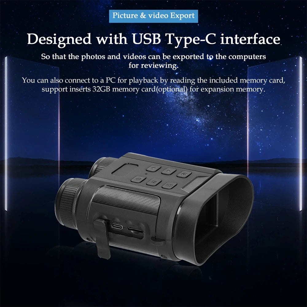 Y16 Night Vision Binoculars 1080P HD 850nm Infrared 8X Digital Zoom Telescope Goggles Outdoor Hunting Camera Full Dark 300M Rang
