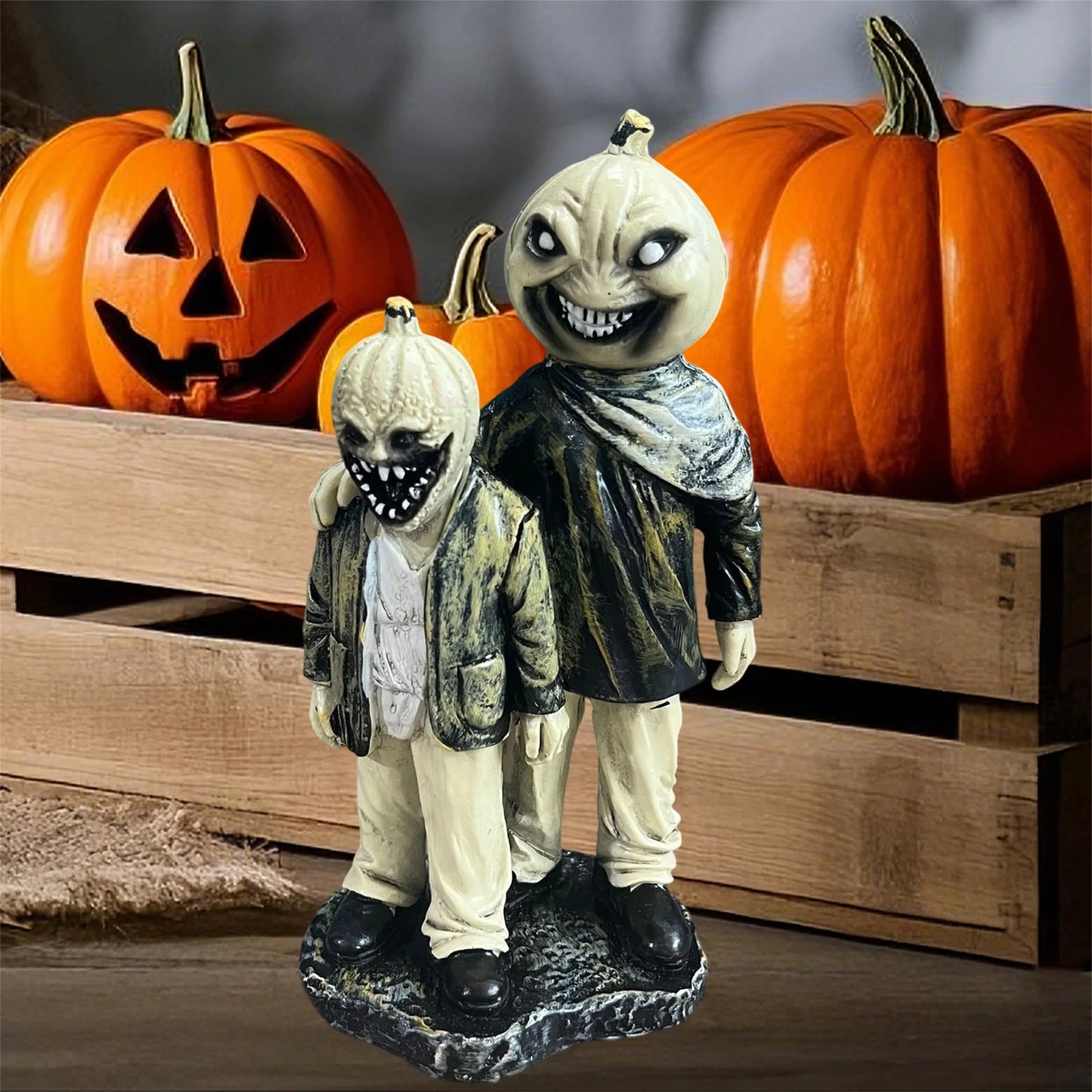 Spooky Witch Cauldron Figurine Decorations Haunted House Resin Halloween Table Centerpiece for Home Office Party Décor