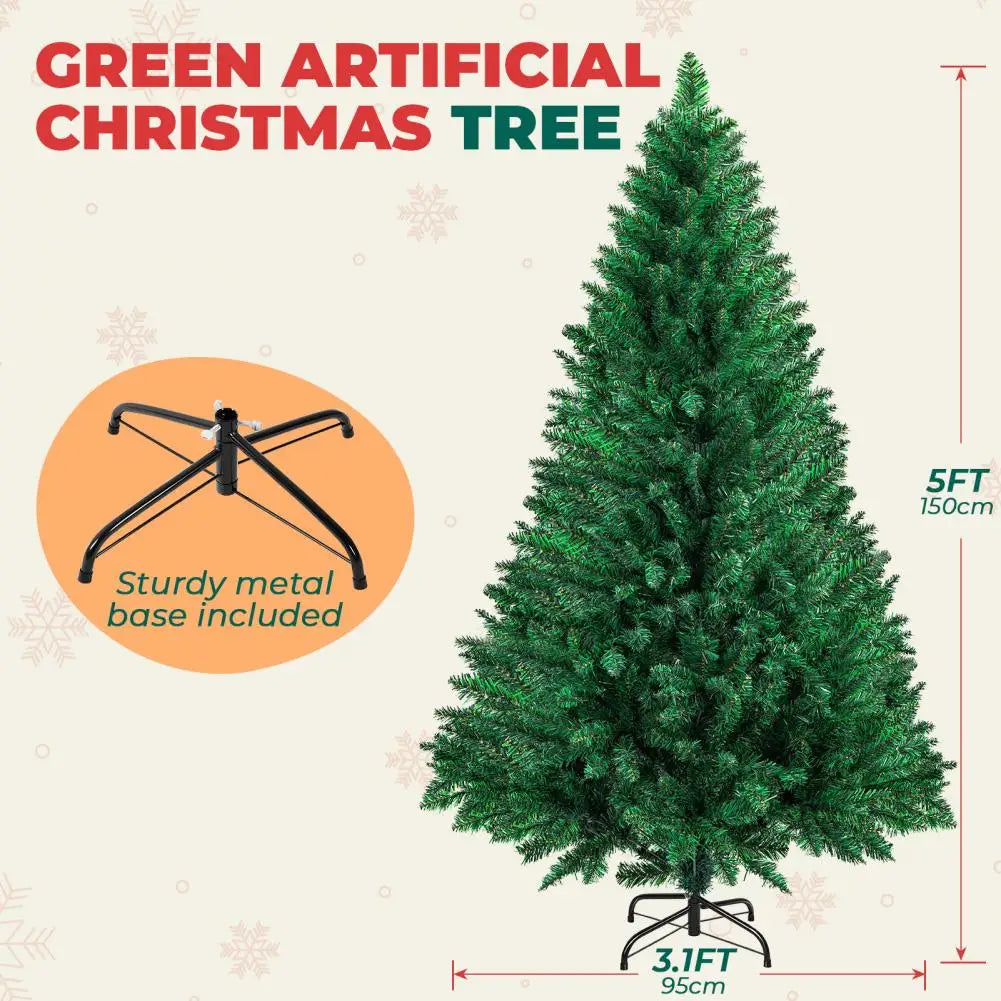 5/6/7/8/10FT Artificial Christmas Tree, Artificial Canadian Fir Full Bodied Small Xmas Tree With Thick Branch Tips, Iron Base