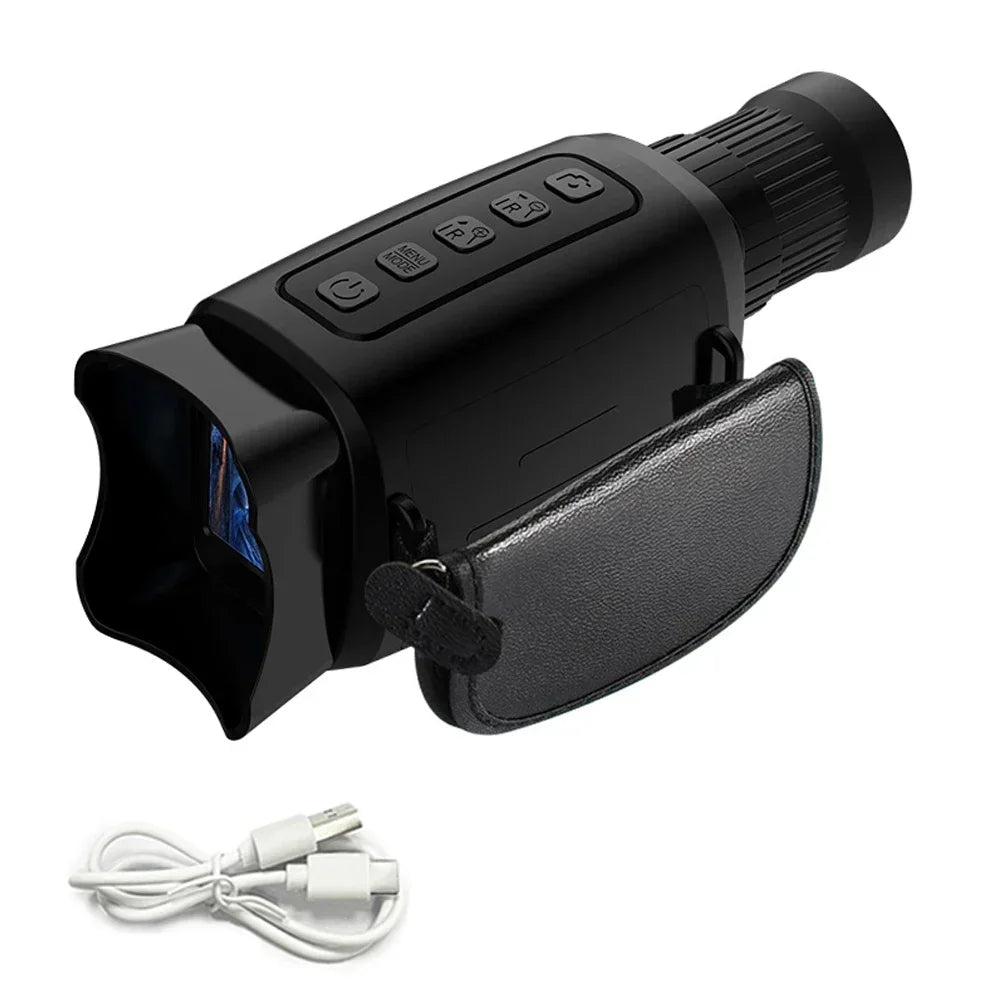 16X Zoom Night Vision Monocular with 2000mAh Rechargeable Battery Wrist Strap Handheld Infrared Scope Telescope for Hunting