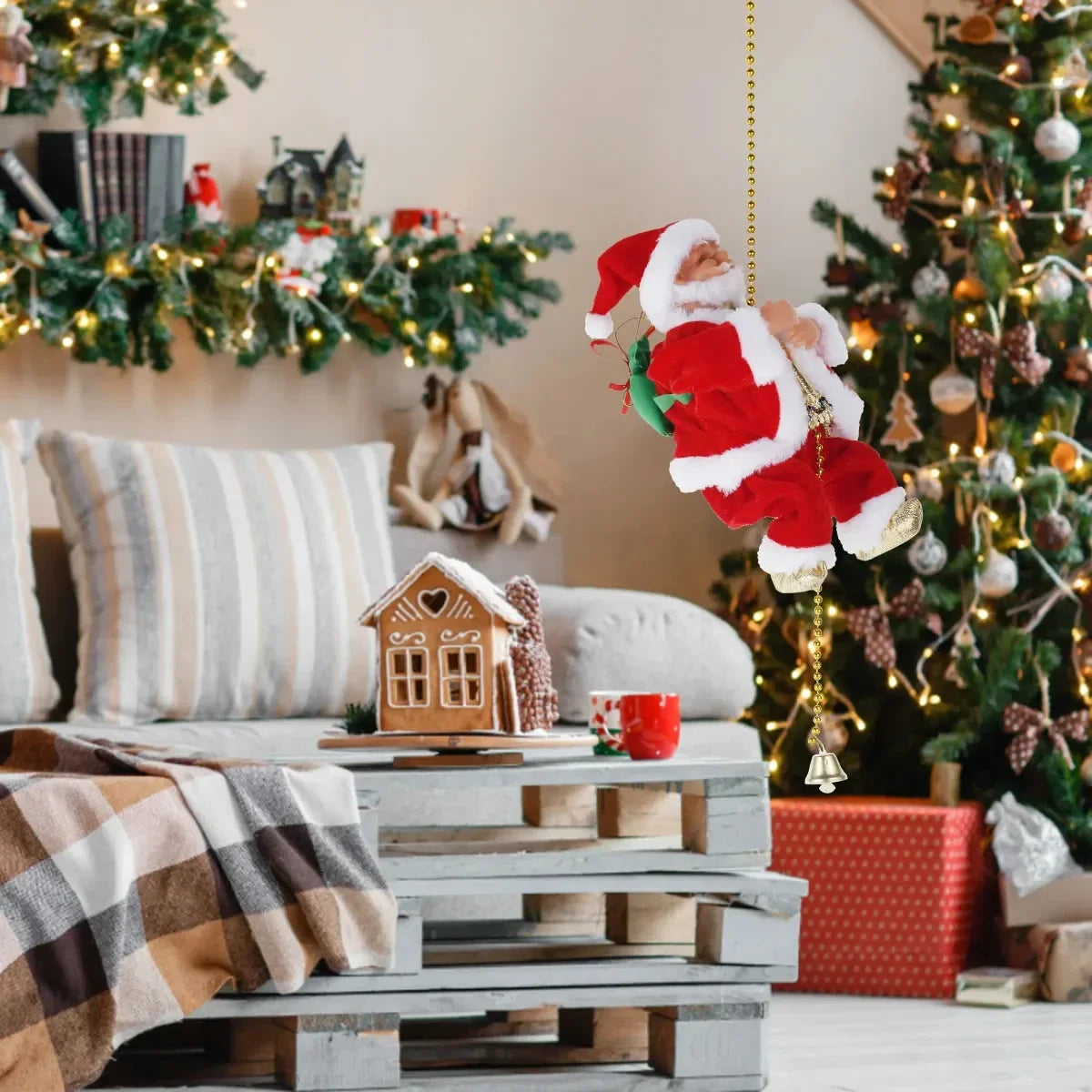 Christmas Decorations Electric Ladder Santa Climbing Beads Santa Christmas Decoration Mall Dress Up