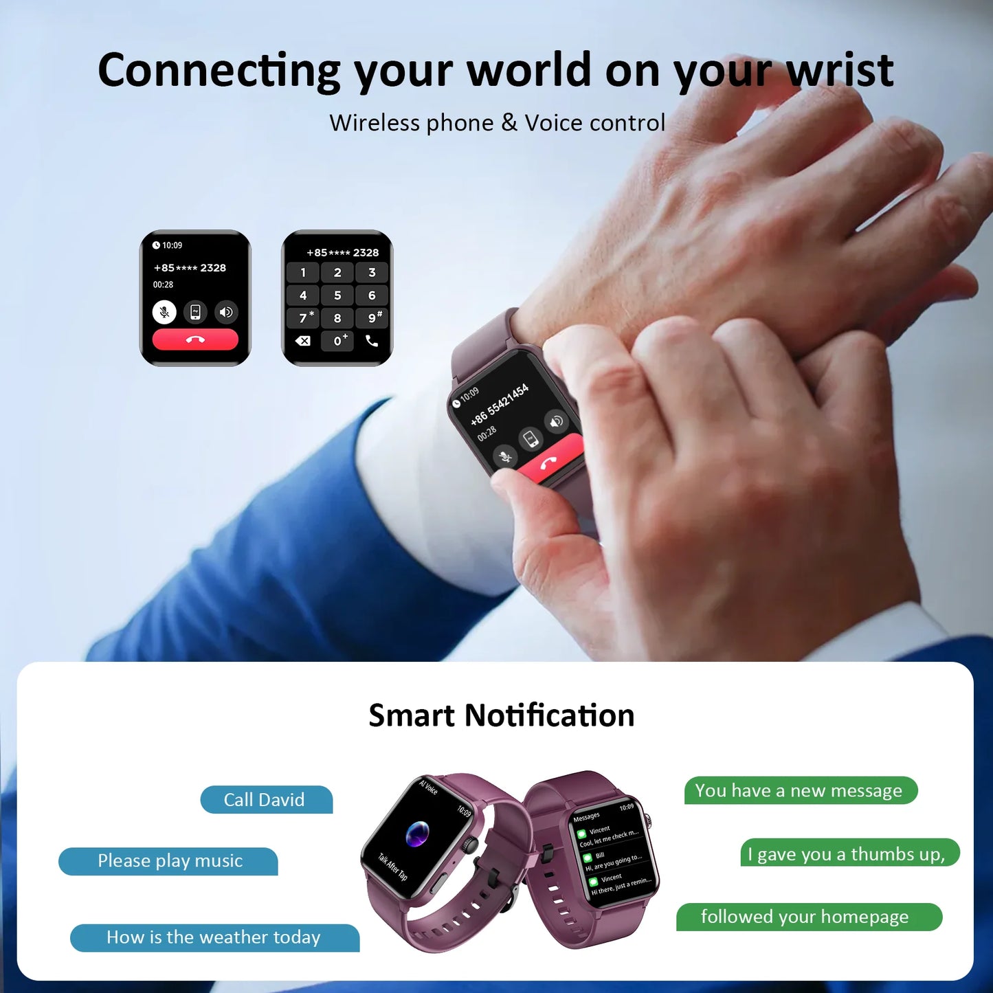 Baolubao 【2024 Global Version】 Smart Watch Calling Function 100+ Sports Modes 24H Health Monitor Smartwatch Christmas Gift