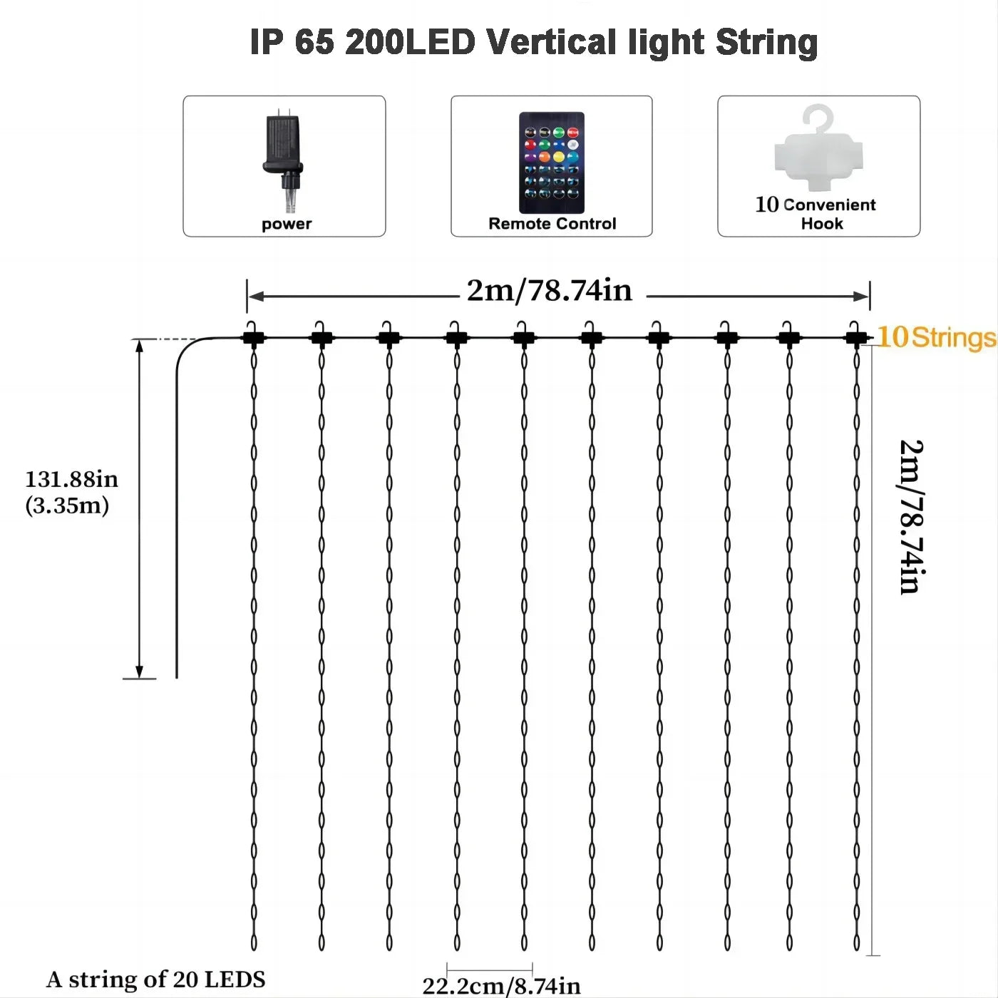 Smart Curtain Lights String App Controlled LED Window Hanging Curtain Lights 300/200 LED RGB Color Music Pattern Change Display