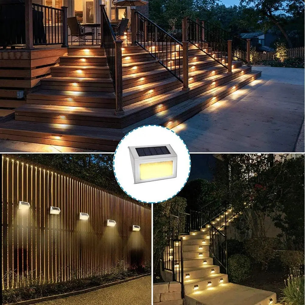 Lightess Solar Lights for Steps Deck Solar Stair Light Outdoor Waterproof Stainless Steel LED Fence Light for Garden Pathway