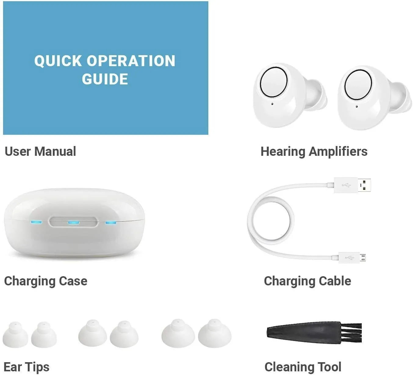 JINGHAO Hearing Aids Sound Amplifier Rechargeable Digital Sound Enhance For Elderly Father Mother Gift White