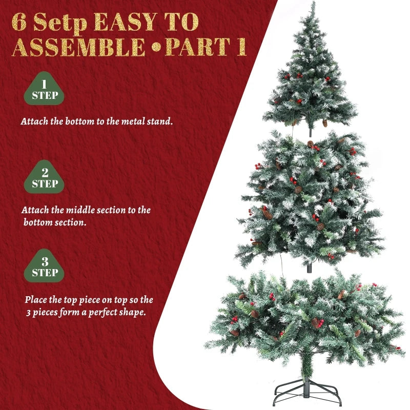 7-foot Christmas tree with transparent light that can be folded for easy storage. Equipped with 1183 PVC plush branches