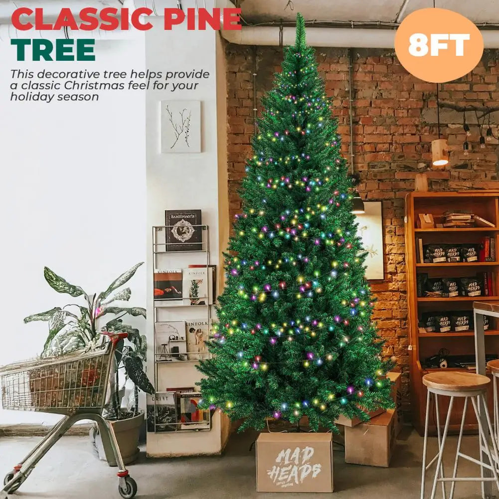5/6/7/8/10FT Artificial Christmas Tree, Artificial Canadian Fir Full Bodied Small Xmas Tree With Thick Branch Tips, Iron Base