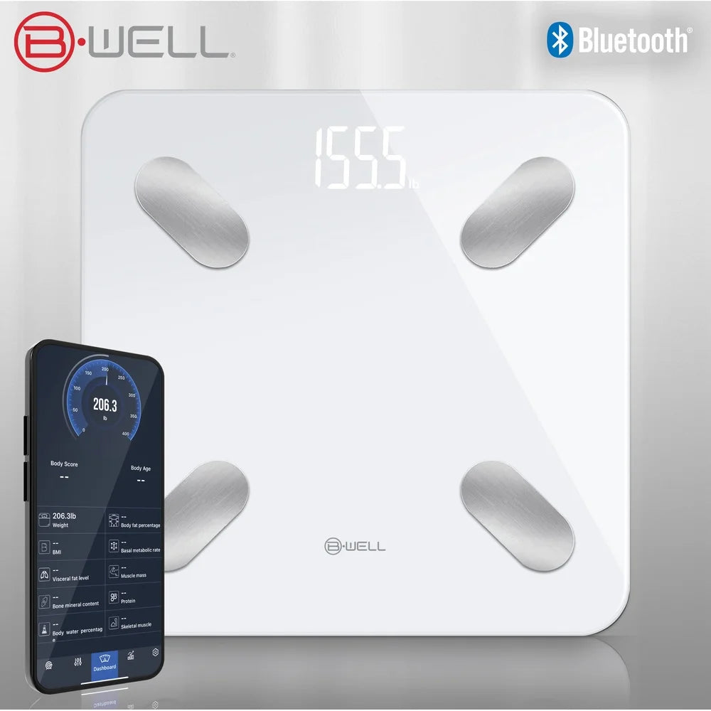 Bluetooth Smart Scale App Body Weight BMI Fat Tracker Digital LED Display 12 Measurements Health Fitness Monitor Family Use
