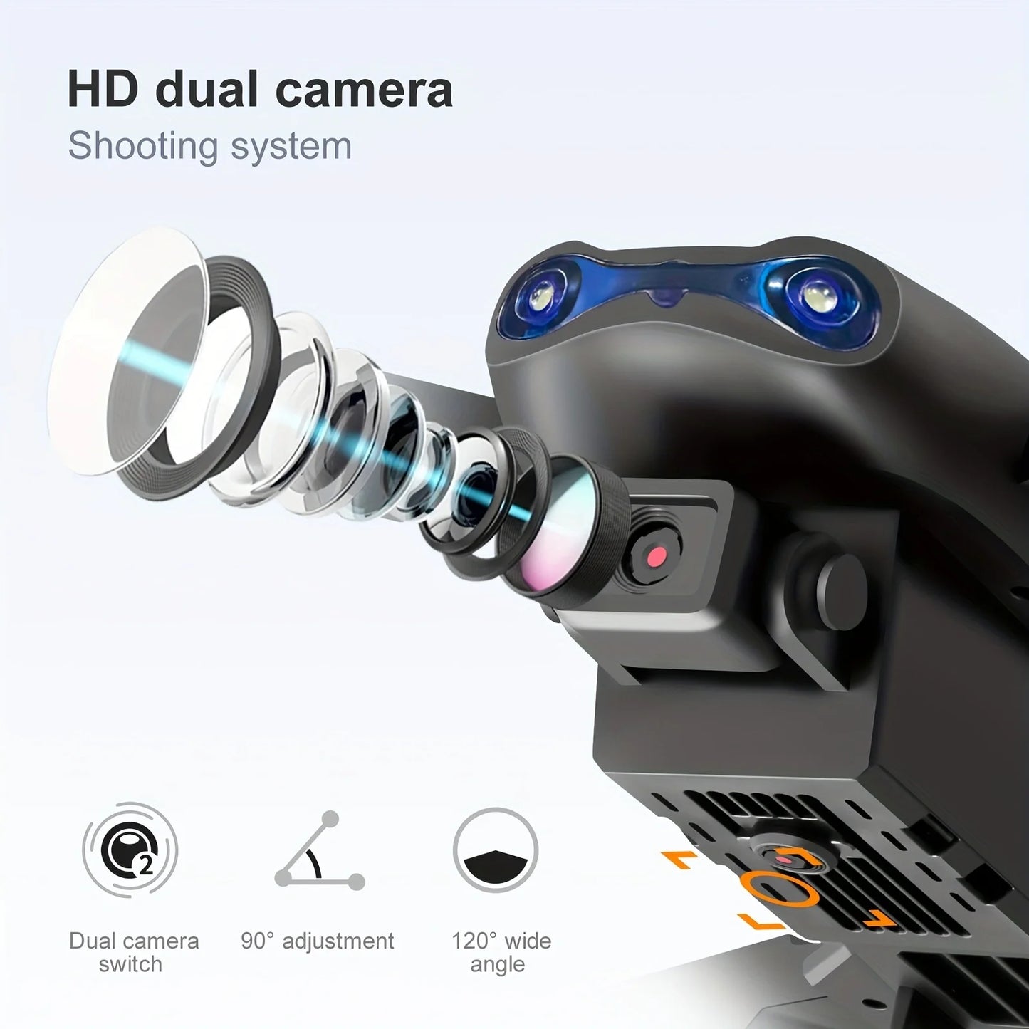 Professional RC Drone, Dual Camera Double Folding RC Quadcopter Height Hold Remote Control Toy, Remote Control Beginner Men'