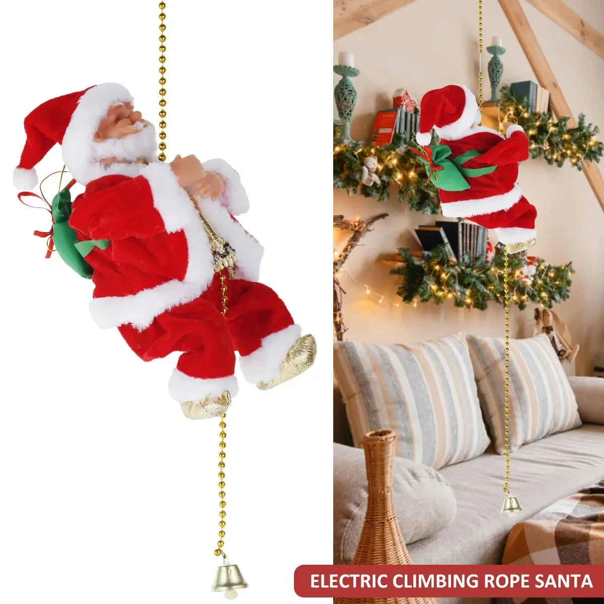 Christmas Decorations Electric Ladder Santa Climbing Beads Santa Christmas Decoration Mall Dress Up