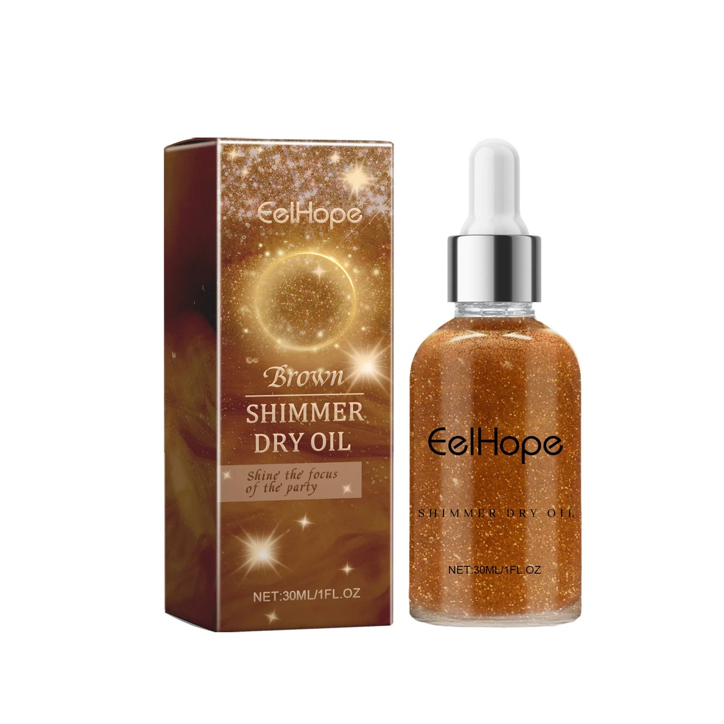Eelhope Body Glitter Oil Natural Face Shimmer Shiny Moisturizing Waterproof Lasting Skin Brightening Liquid for Summer Party
