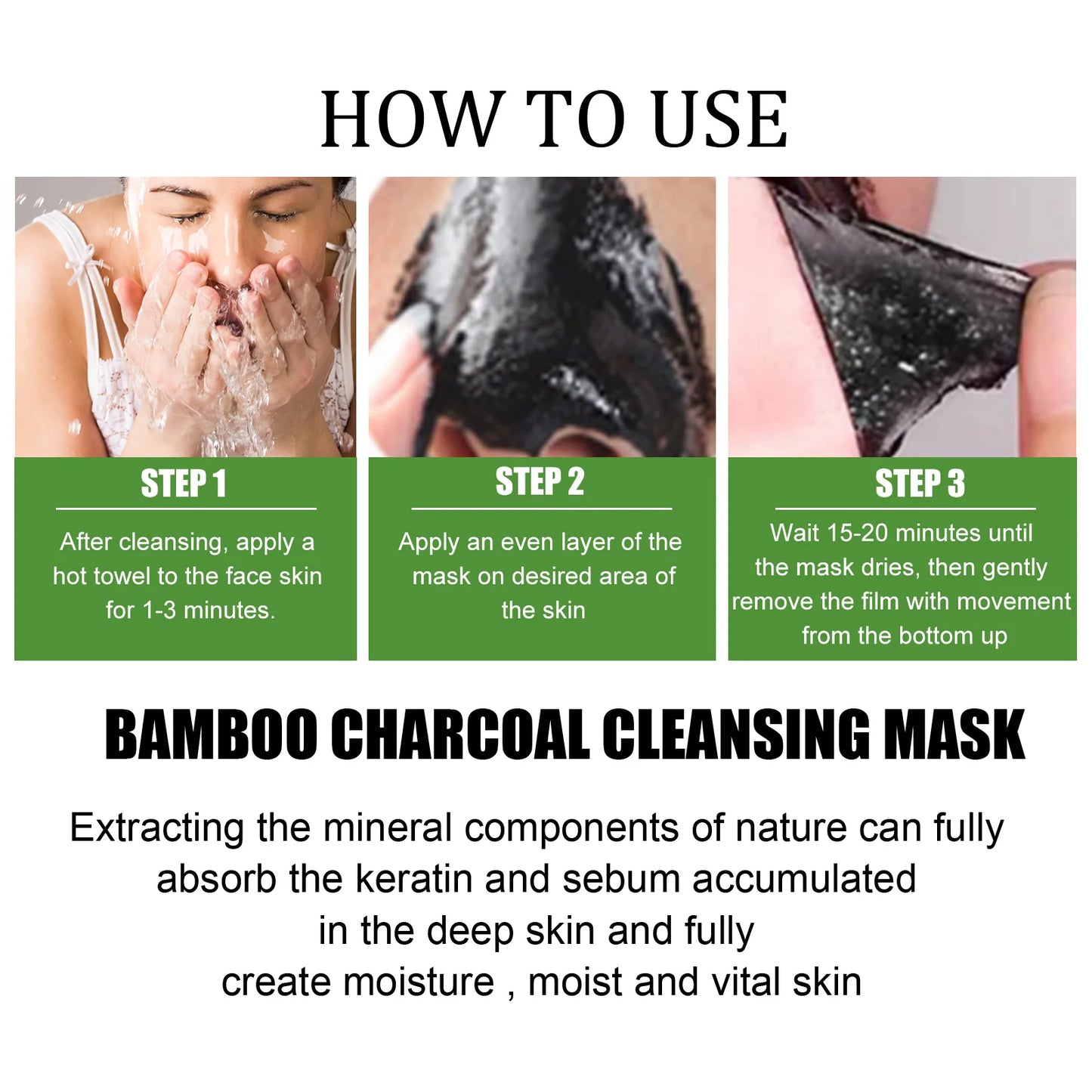 120g Eelhoe Bamboo Charcoal Blackhead Remove Tear Facial Mask Deep Clean Shrink Pores Skin Care Nasal Clear Facial Mask Gel