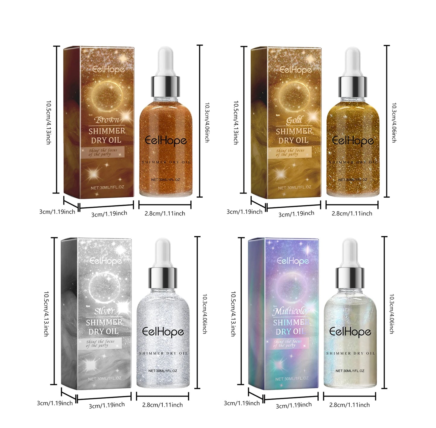 Eelhope Body Glitter Oil Natural Face Shimmer Shiny Moisturizing Waterproof Lasting Skin Brightening Liquid for Summer Party