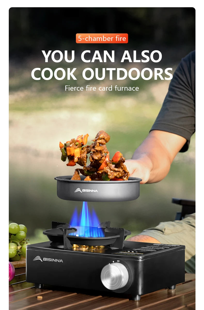 Camping Gas Stove 5800W High Firepower Outdoor Portable Cassette Burner for Picnic Hiking Trekking