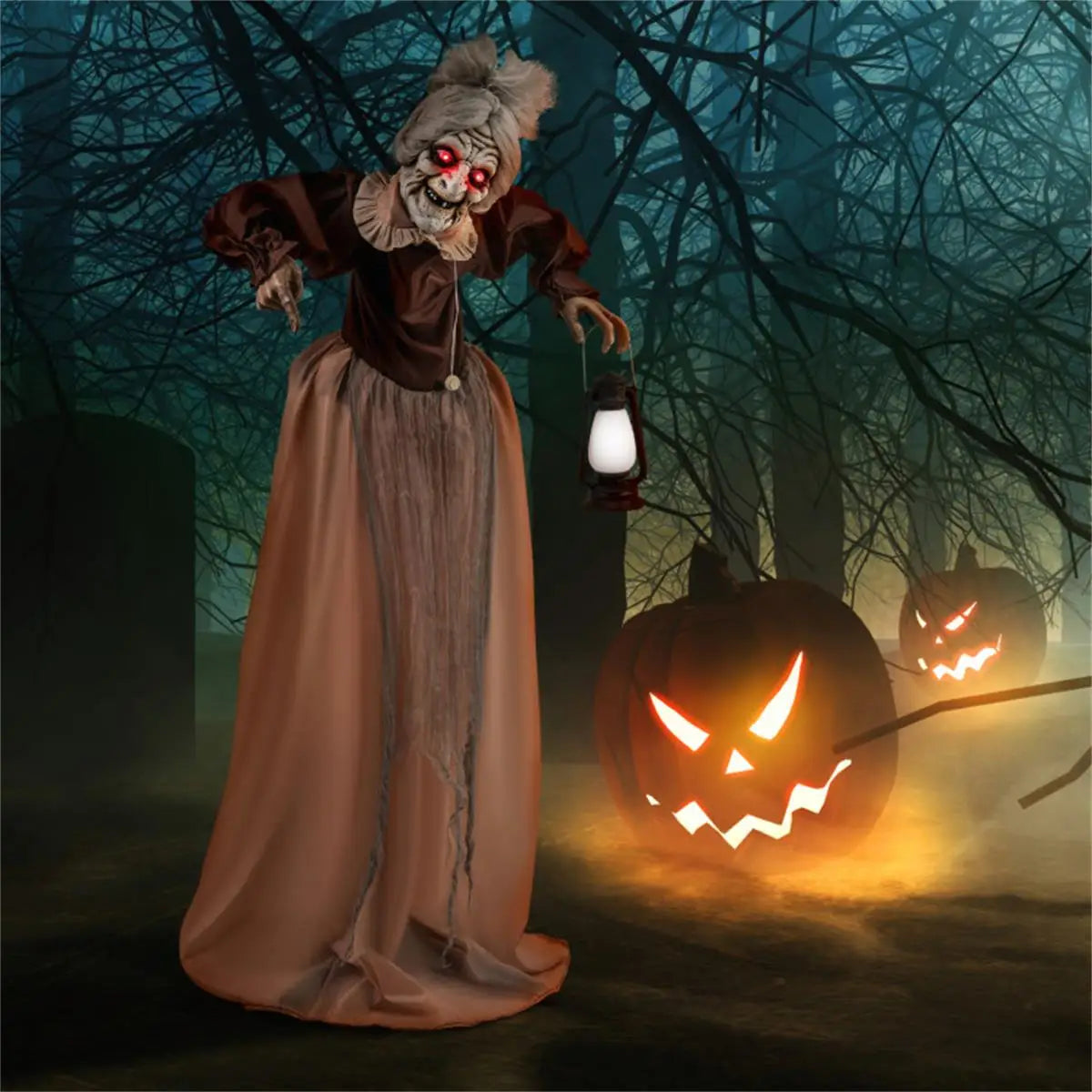 Talking Old Lady Halloween Decoration - Spooky Animated Prop for Haunted House Decor