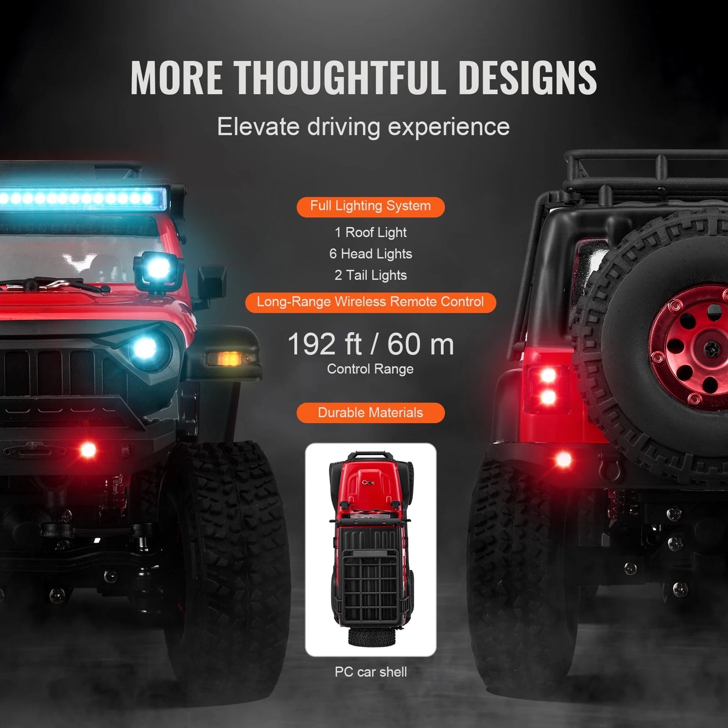 SucceBuy RC Cars 3km/h 1/24 Off Road All Terrain 4WD with Full Lighting Remote Control Racing Truck for Adults and Kids Toys