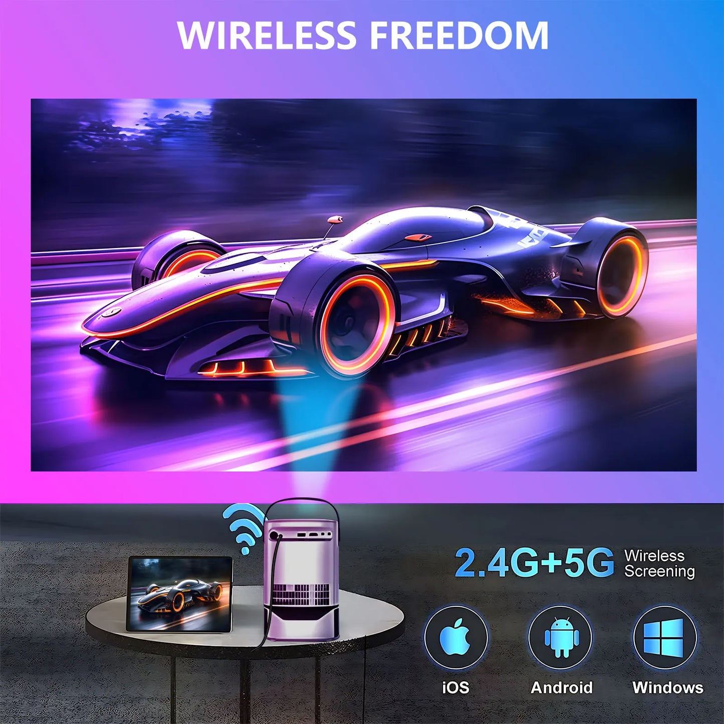TS-2 home theater wifi projector 240 ANSI portable wifi 4K LCD projector with stand HI352 processor Full HD cinema proyector