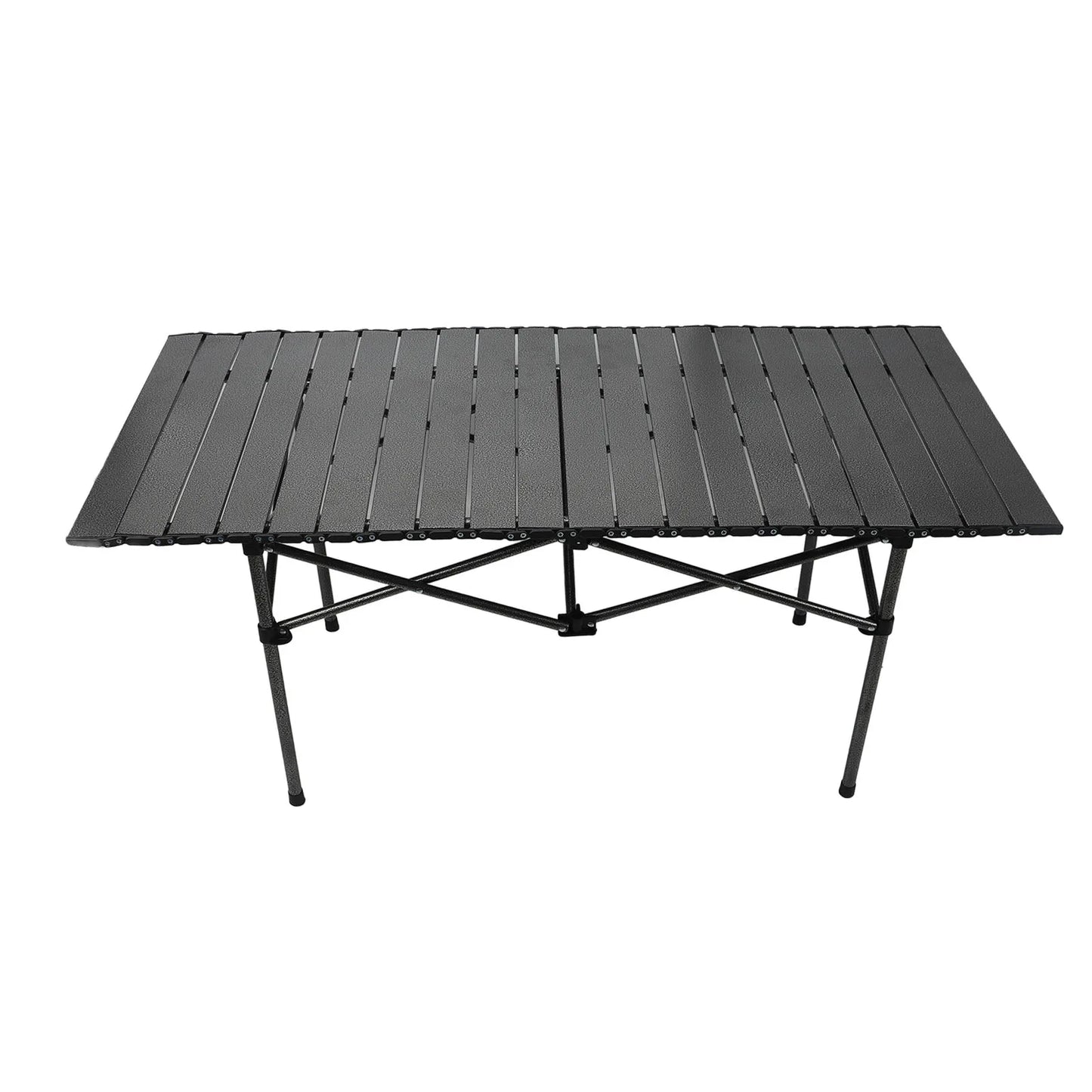 Folding Camping Table Multi Functional Black Portable Roll Up Outdoor Table 47.24in Carbon Steel Sturdy for Backyard BBQ Party