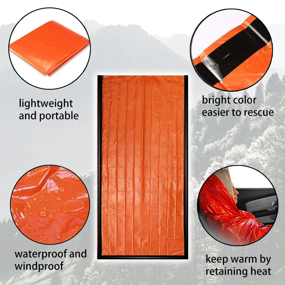 Warm Windproof Waterproof Emergency Sleeping Bag Portable Bivy Sack PE Aluminum Film for Camping Hiking Outdoor