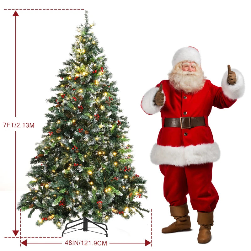 7-foot Christmas tree with transparent light that can be folded for easy storage. Equipped with 1183 PVC plush branches