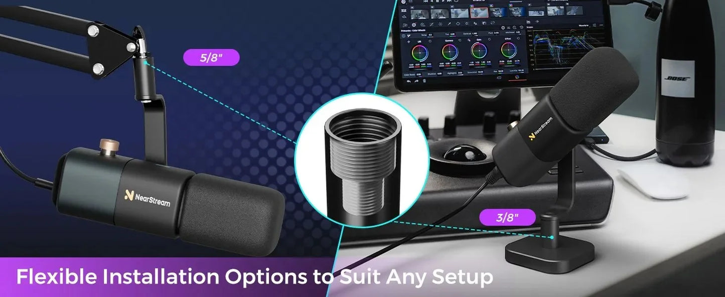 NearStream Professional Microphone Dynamic XLR USB Mic Desktop US Local Shipping Plug-and-Play for Gaming Studio Streaming