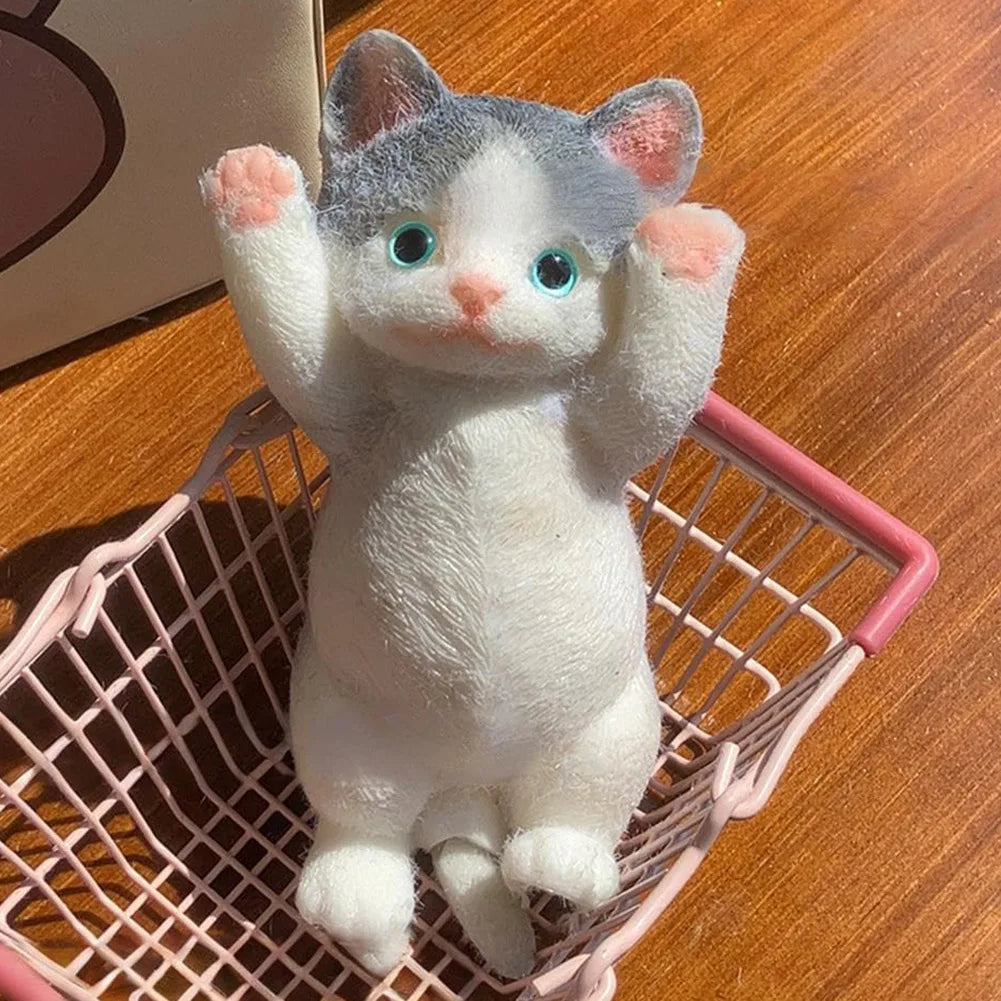 Cat Squeeze Toy Cat Decompression Toy Soft TPR Super Cute Stress Relieving Toy Doll Gifts for Kids Christmas Stocking Stuffers