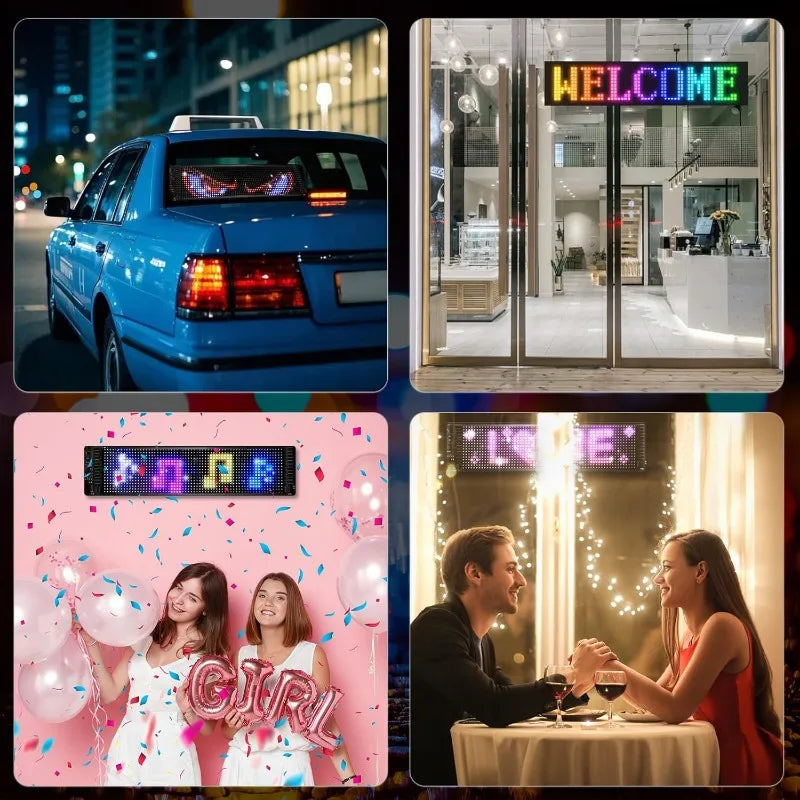 Demon Eye LED Car Window Sign Animated DIY Programmable Rolling Lights Controlled by Bluetooth App