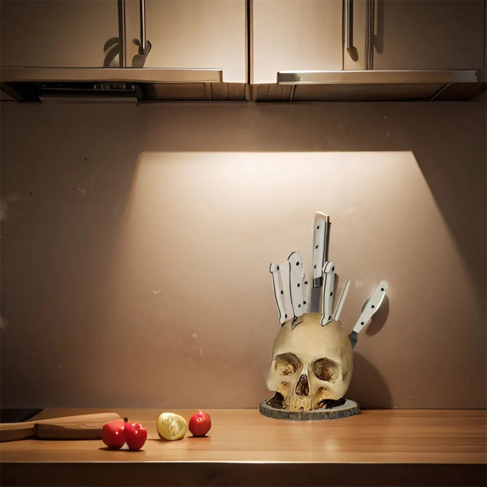 Skull Knife Holder Resin Skeleton Knife Stand Creative Kitchen Knives Holder Halloween Party Decoration