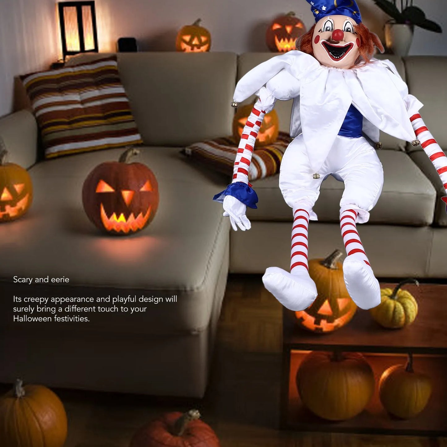 Halloween Clown Doll Halloween Clown Doll Eerie Clown Doll Decoration Hanging Scary Clown Ornament for Horror Themed Activities