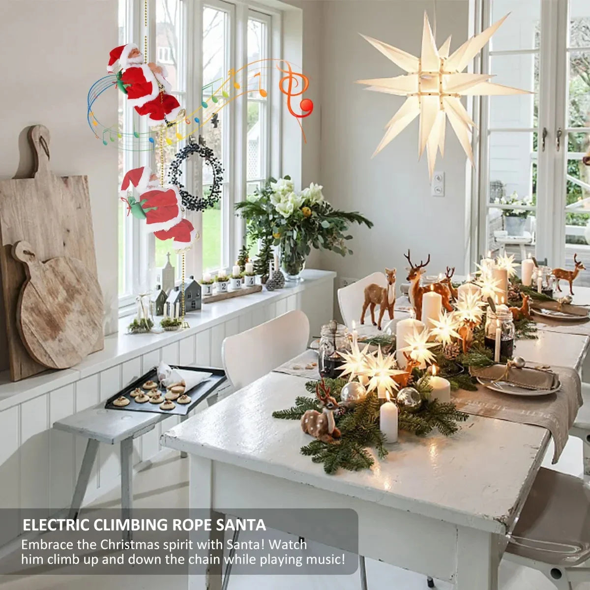 Christmas Decorations Electric Ladder Santa Climbing Beads Santa Christmas Decoration Mall Dress Up