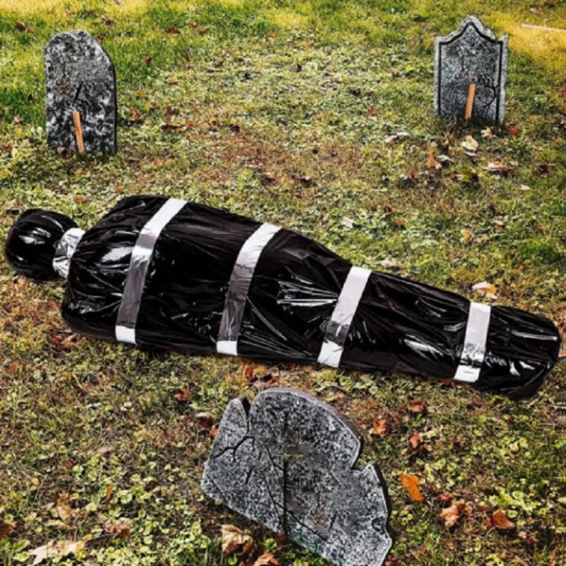 Inflatable Props Fake Corpse Dead Body In A Bag Realistic Scary Hanging Halloween Decorations Creepy Haunted House Decor Black