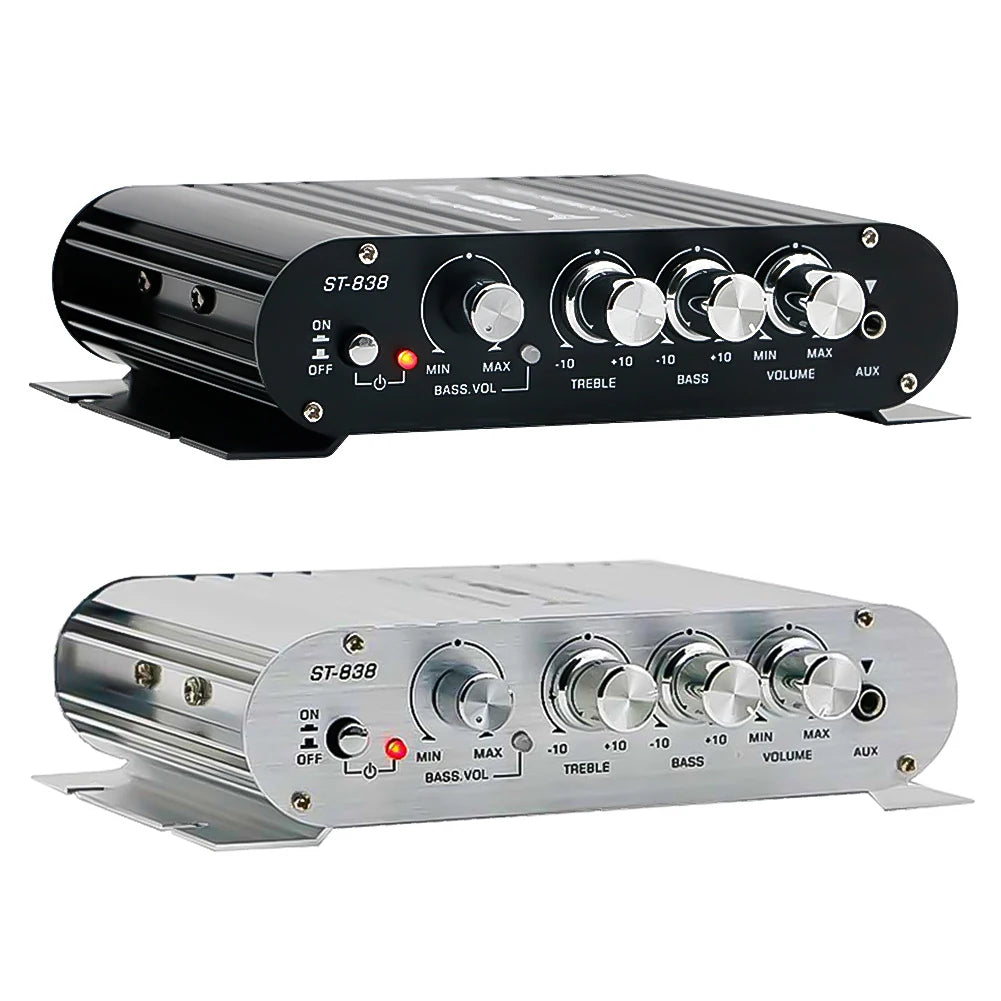 ST-838 HiFi 2.1 Channel Stereo Bass Sound Amp Bass and Treble Adjustment 80W*2 Audio Amplifier Black Car Home Amp