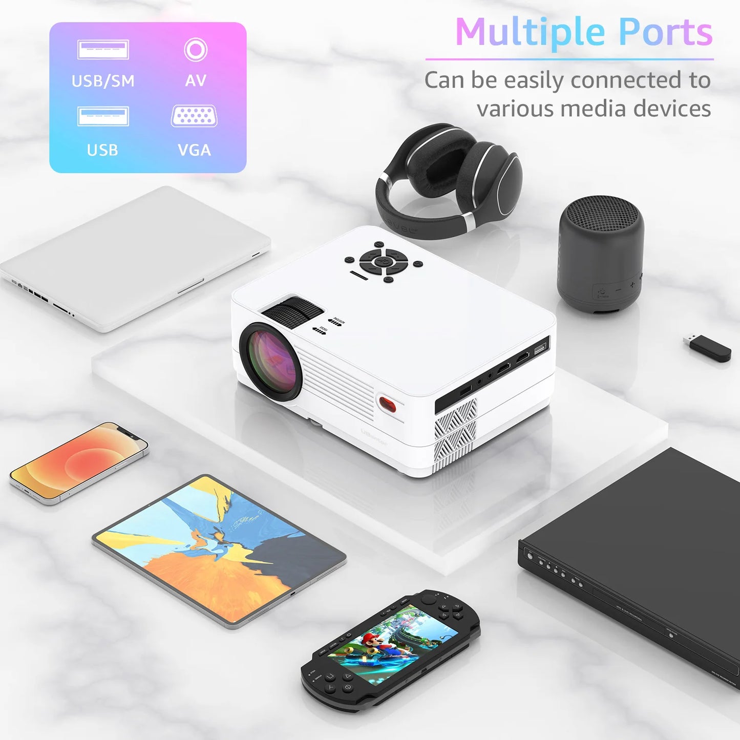 Native 1080P 5G WiFi Bluetooth Projector/15000LM Full HD Movie Projector/300" Display for Outdoor Movies Support 4k Home Theater