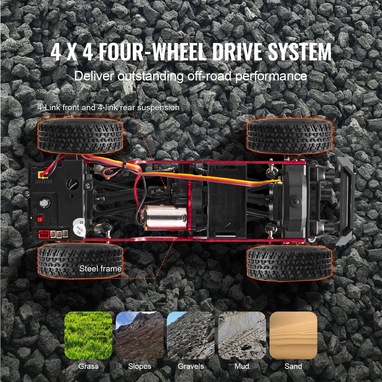 SucceBuy RC Cars 3km/h 1/24 Off Road All Terrain 4WD with Full Lighting Remote Control Racing Truck for Adults and Kids Toys