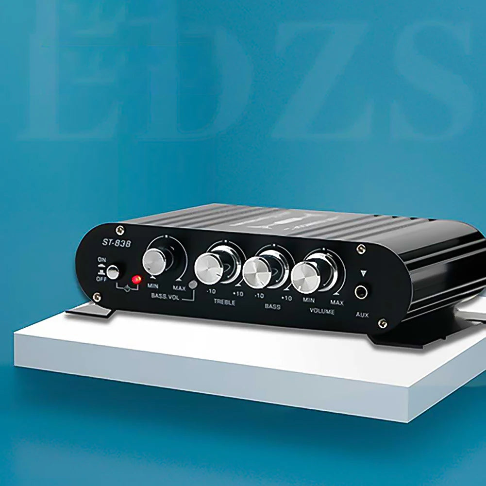 ST-838 HiFi 2.1 Channel Stereo Bass Sound Amp Bass and Treble Adjustment 80W*2 Audio Amplifier Black Car Home Amp