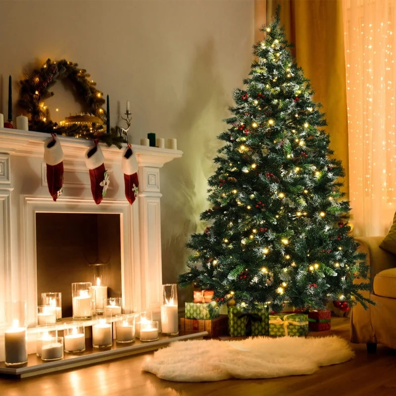 7-foot Christmas tree with transparent light that can be folded for easy storage. Equipped with 1183 PVC plush branches