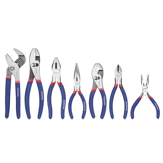 7-piece  Pliers Set with Groove Joint, Long Nose, Slip Joint, Linesman and Diagonal Pliers for DIY