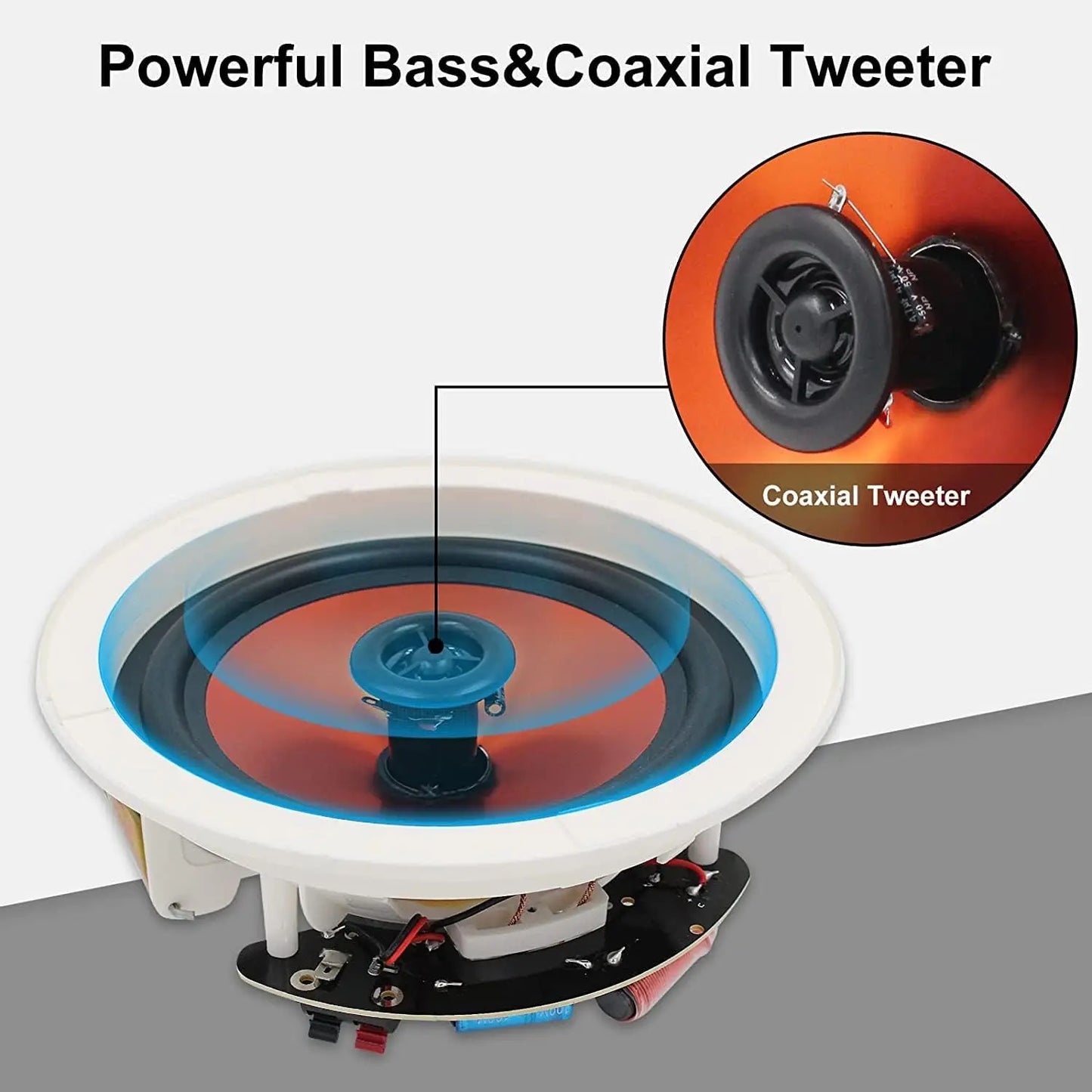 Herdio 6.5" Bluetooth Ceiling Speakers For Indoor Home Theater 600 Watts 2-Way Dome Tweeter Easy Installation 4 Speakers